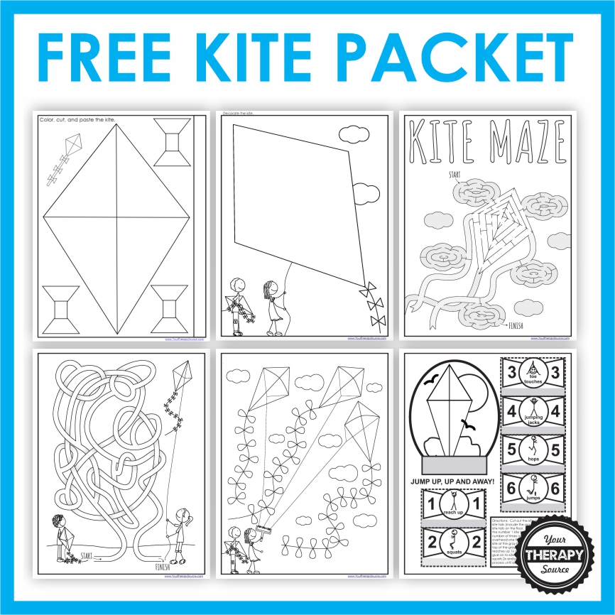 Kite Coloring Pages and Free Kite Printables Your Therapy Source