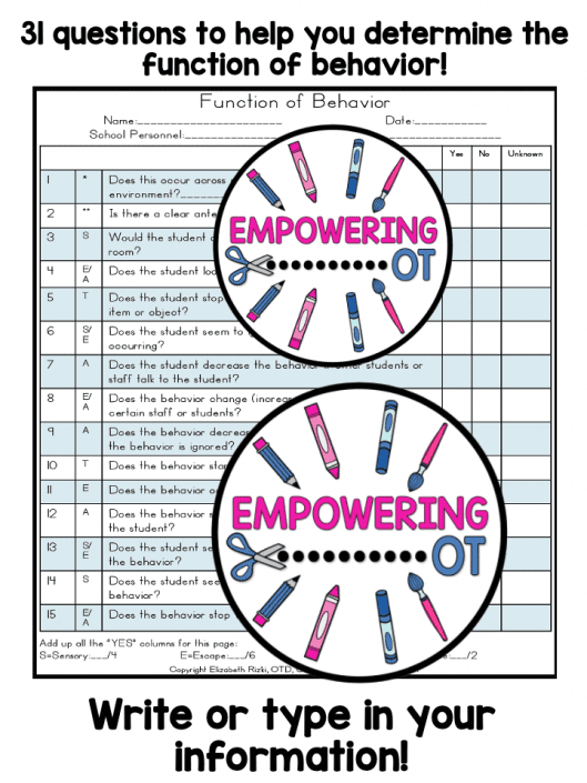 Sensory Behaviors Checklist - Your Therapy Source