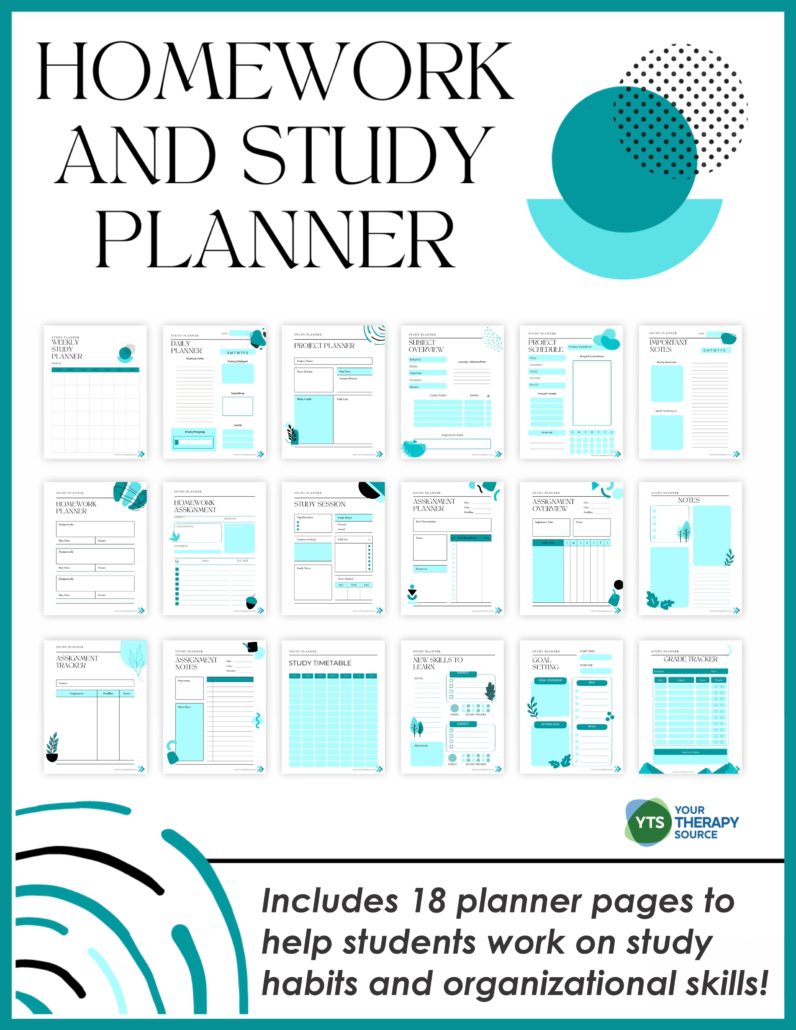 Free Printable Homework Planner - Your Therapy Source