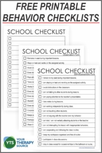 Behavior Checklist for Students - Your Therapy Source