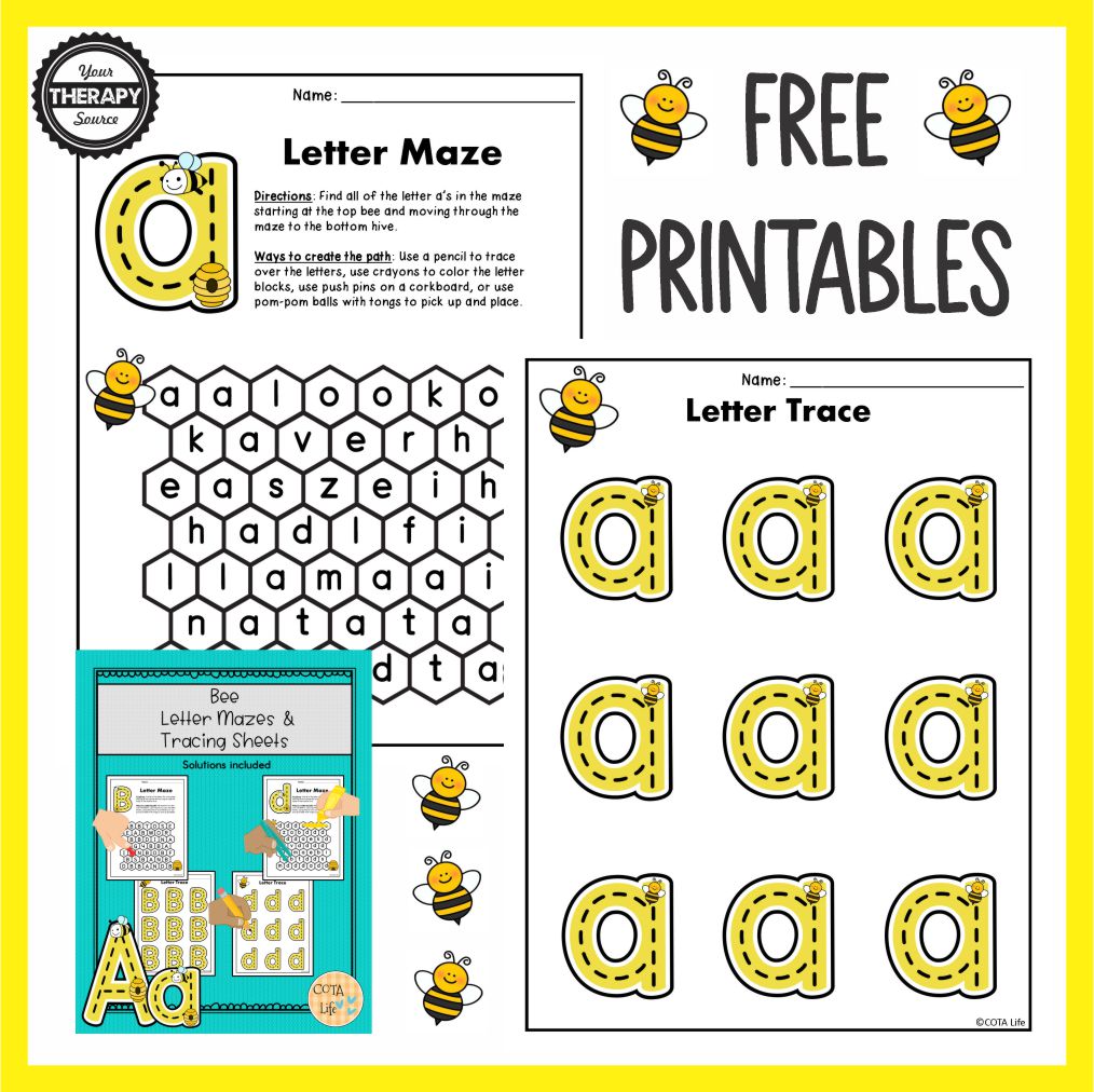 Bee free printables letter a maze