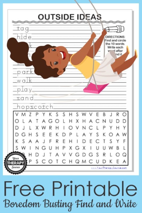 Outside Ideas Word Search Freebie - Your Therapy Source