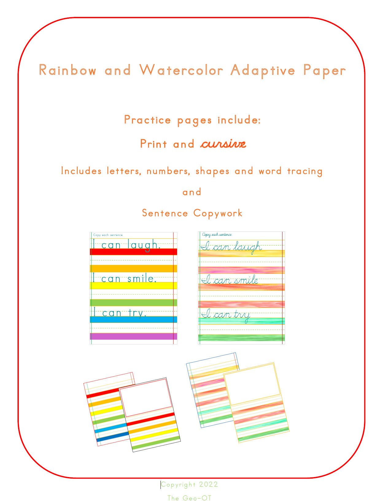 Rainbow Adaptive Paper Your Therapy Source
