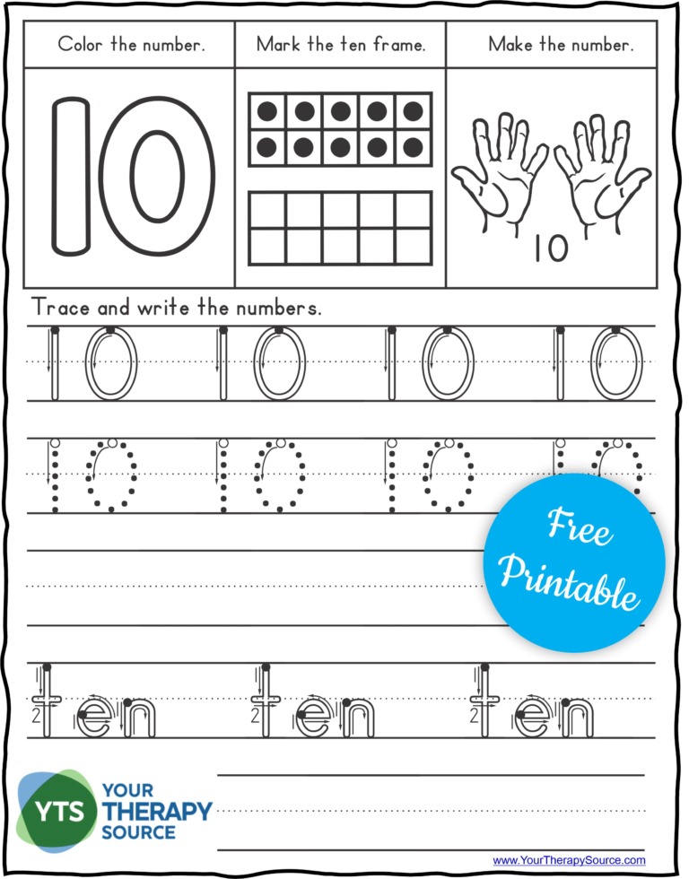 Number Tracing Worksheets PDF FREE Your Therapy Source
