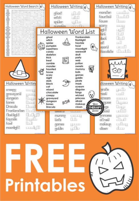 Halloween Word List Printable FREE PDF Your Therapy Source