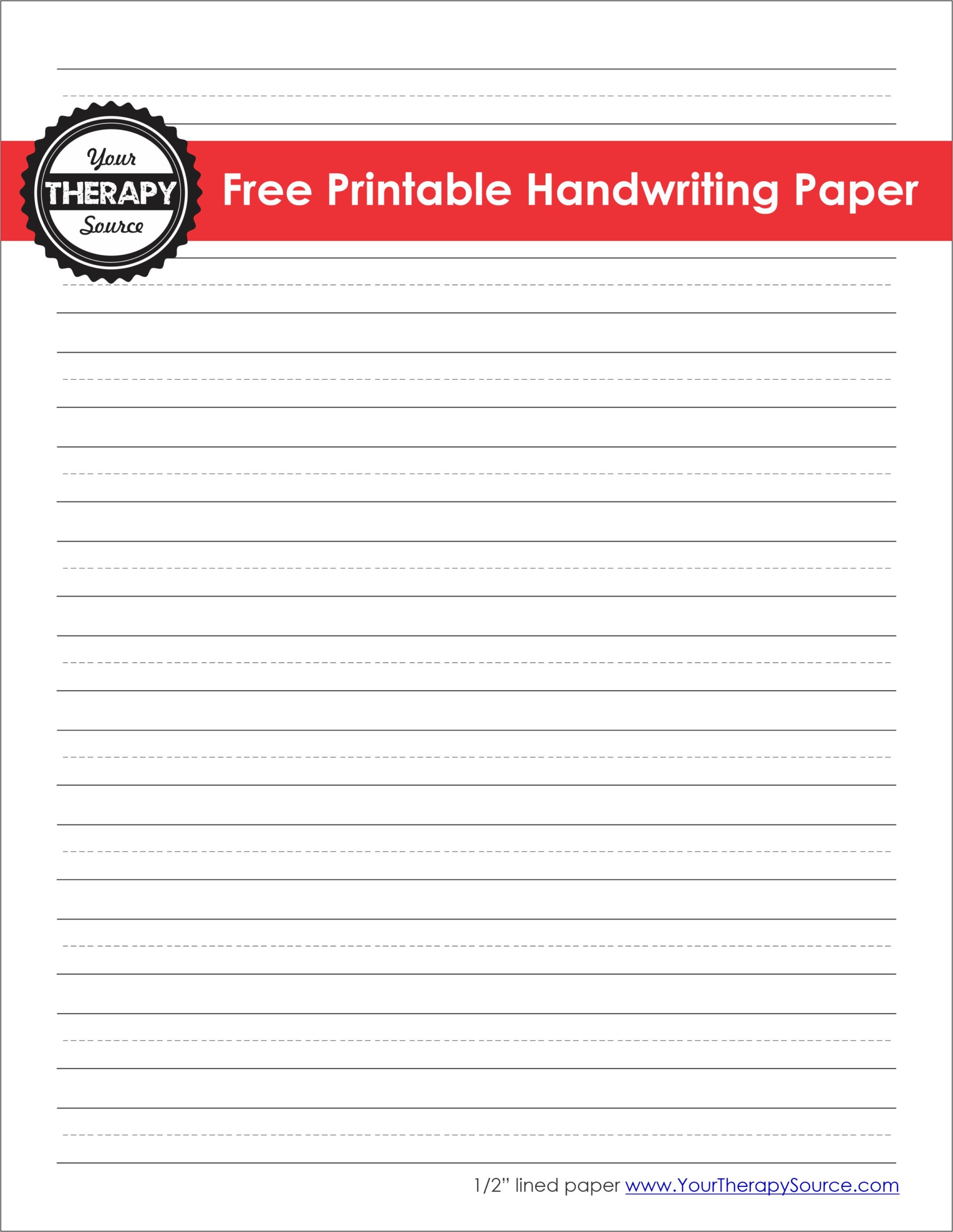 Handwriting Paper Printable FREE Your Therapy Source