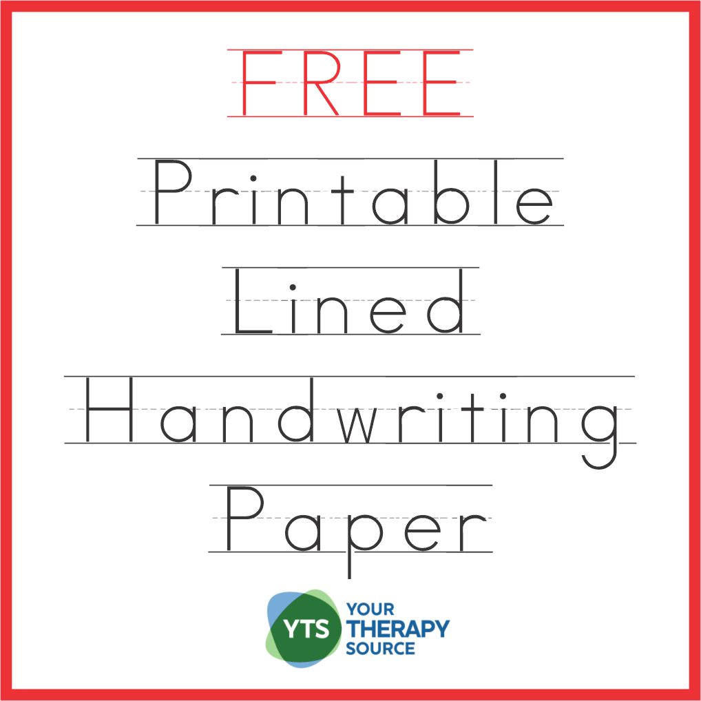 Free handwriting paper printable from Your Therapy Source