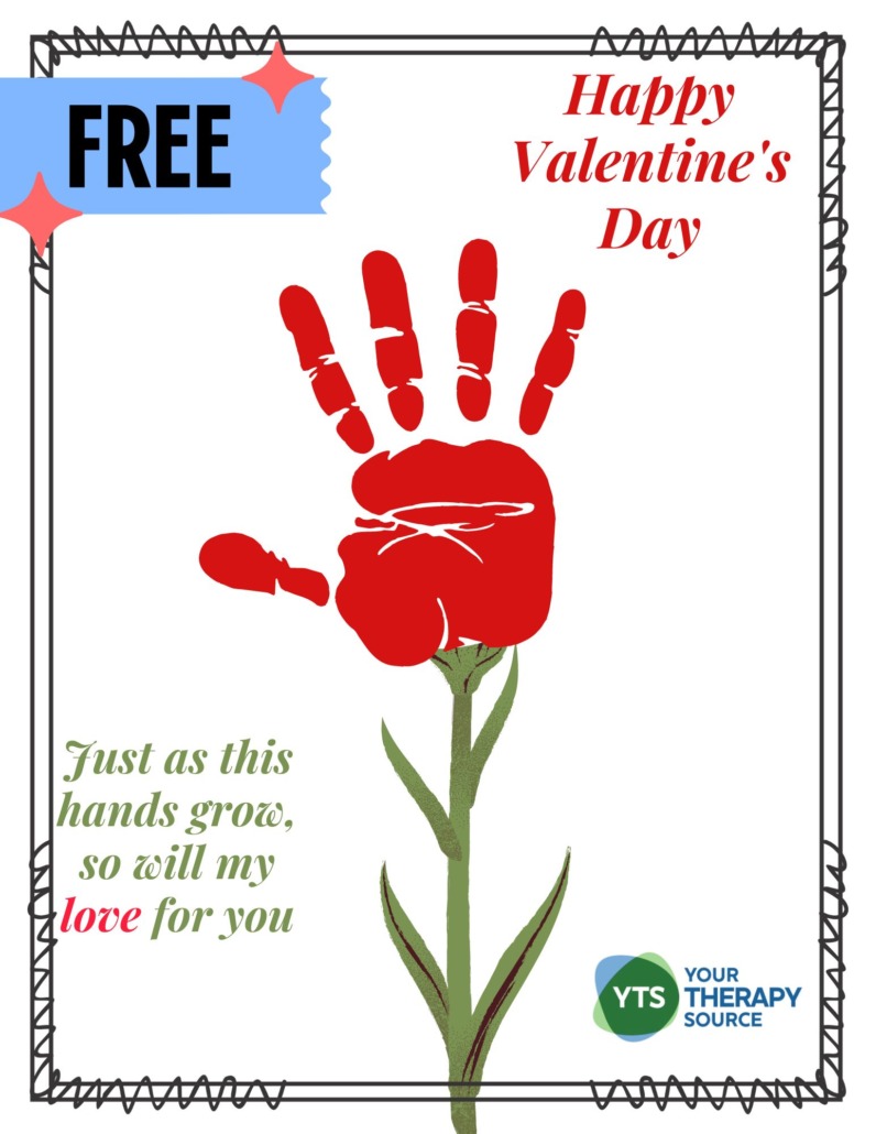 Handprint Art - Valentine handprint FREE printable craft