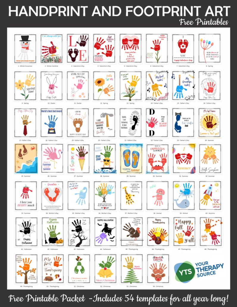 Handprint Art and Footprint Art FREE Printable PDF Your Therapy Source