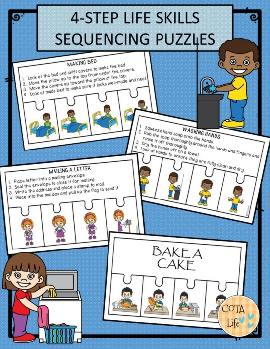 Life Skills 4 Step Sequencing Puzzles Your Therapy Source