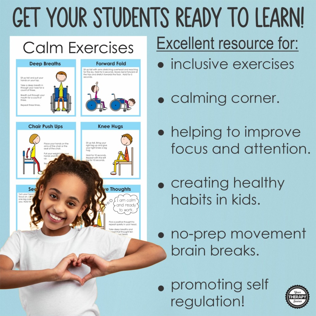 PRINTED Chair Exercises For Kids Posters - Your Therapy Source
