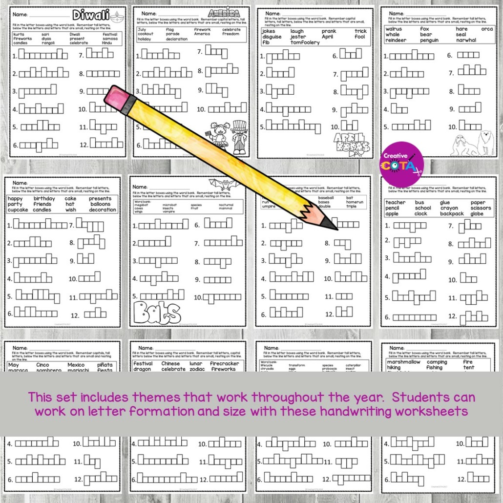 Letter Box Handwriting for the Entire Year Your Therapy Source