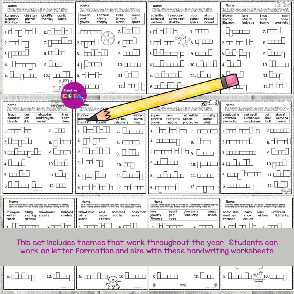 Letter Box Handwriting for the Entire Year Your Therapy Source