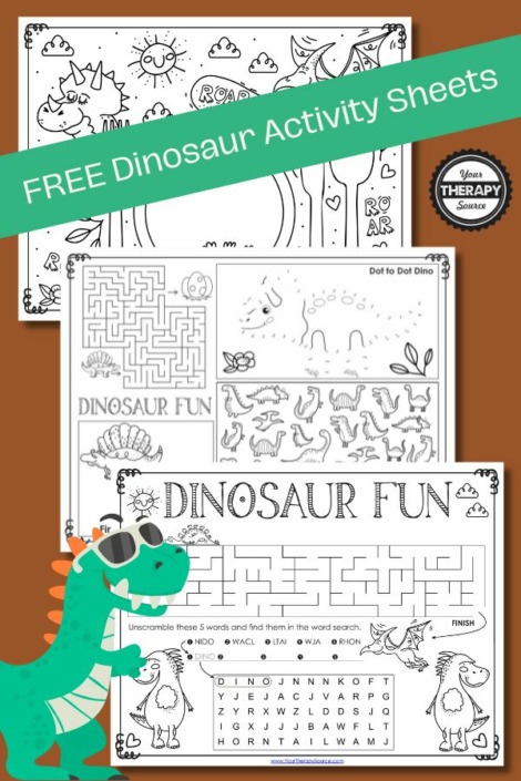 Dinosaur Activity Sheets - Free Printables for Kids - Your Therapy Source